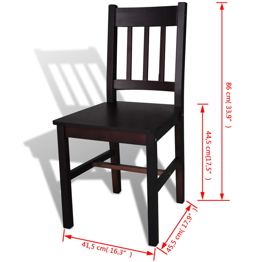 Eetkamerstoelen Grenenhout 4 Donkerbruin