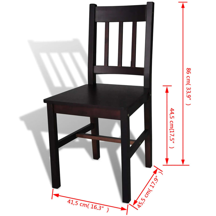 Eetkamerstoelen Grenenhout 4 Donkerbruin