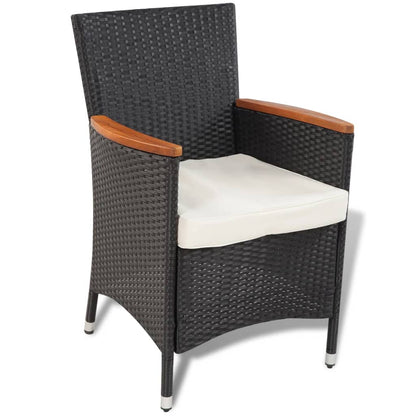 -Delige Tuinset Met Kussens Poly Rattan Zwart 5 90 cm tafellengte