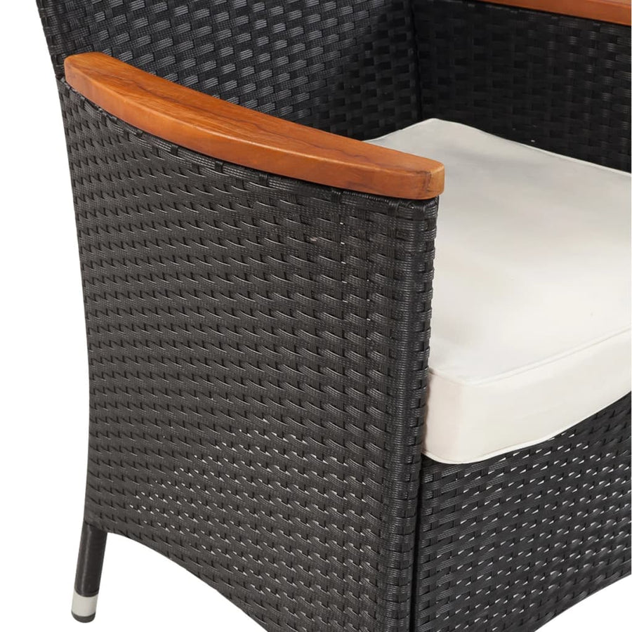 -Delige Tuinset Met Kussens Poly Rattan Zwart 5 90 cm tafellengte