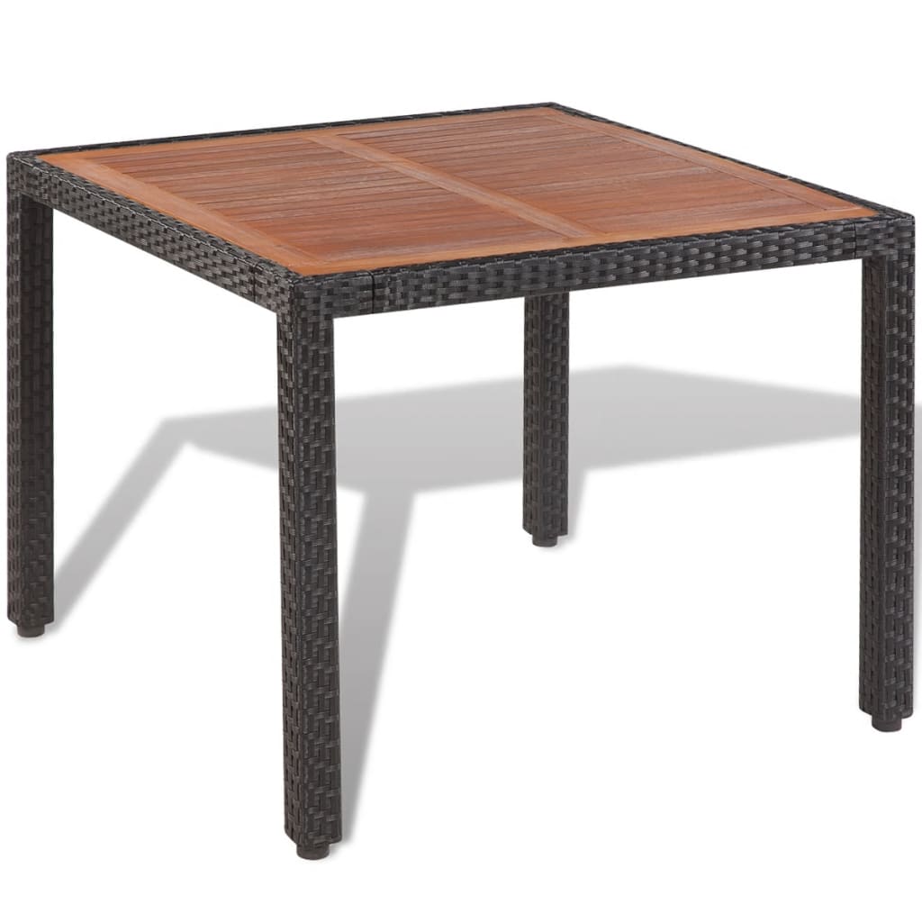 -Delige Tuinset Met Kussens Poly Rattan Zwart 5 90 cm tafellengte