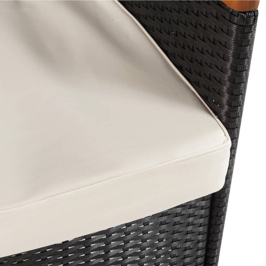 -Delige Tuinset Met Kussens Poly Rattan Zwart 5 90 cm tafellengte