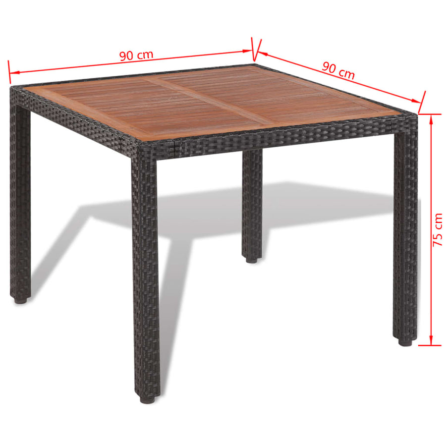 -Delige Tuinset Met Kussens Poly Rattan Zwart 5 90 cm tafellengte