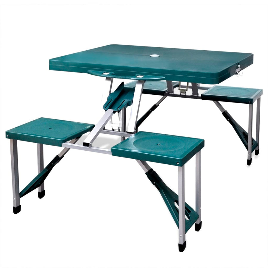 Campingtafel Met Vier Stoelen Extra Licht Aluminium Inklapbaar (Groen) Lichtgroen