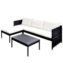 -Delige Loungeset Met Kussens Poly Rattan Zwart en wit
