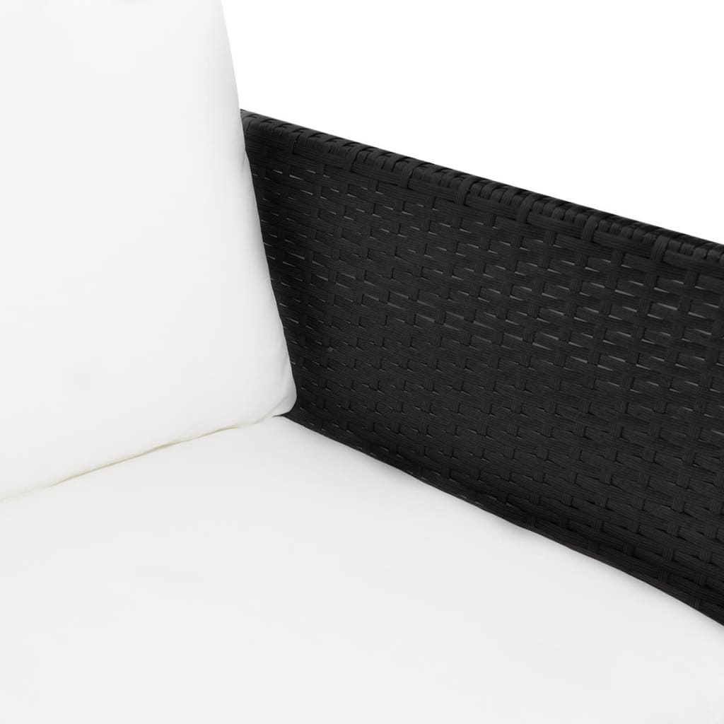-Delige Loungeset Met Kussens Poly Rattan Zwart en wit