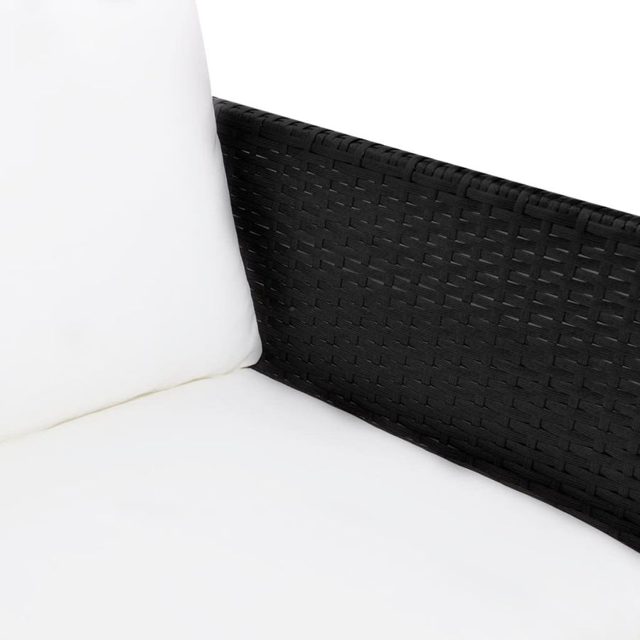 -Delige Loungeset Met Kussens Poly Rattan Zwart en wit