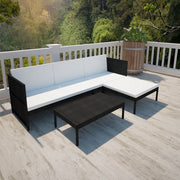Loungeset 3-delig poly rattan zwart