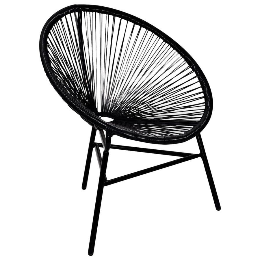 Tuinmaanstoel Poly Rattan Zwart