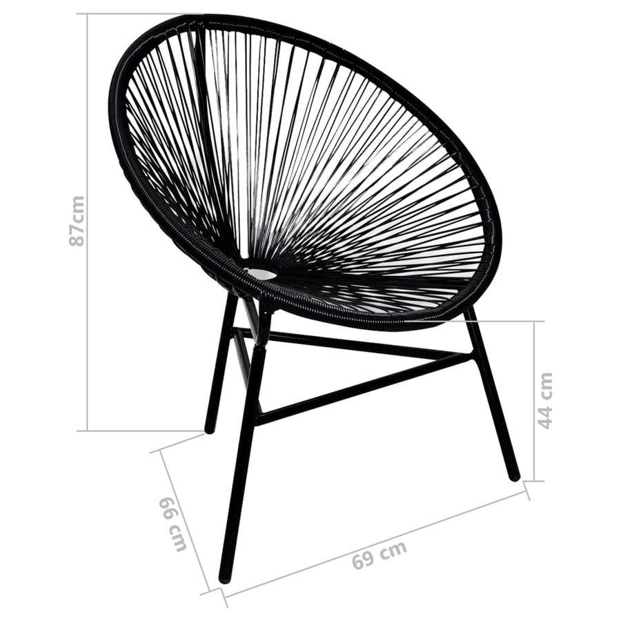 Tuinmaanstoel Poly Rattan Zwart