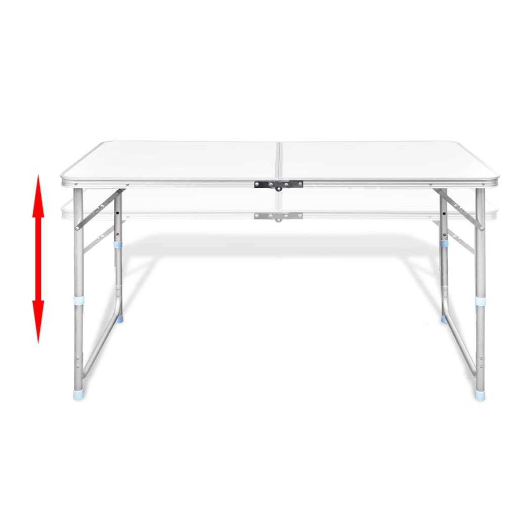 Camping Inklapbaar En Verstelbaar Aluminium Wit 120 x 60 cm Tafel