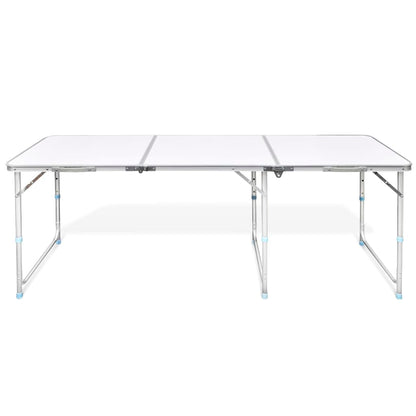 Camping Inklapbaar En Verstelbaar In Hoogte Aluminium 80 X 60 Cm Wit 180 x 60 cm Tafel