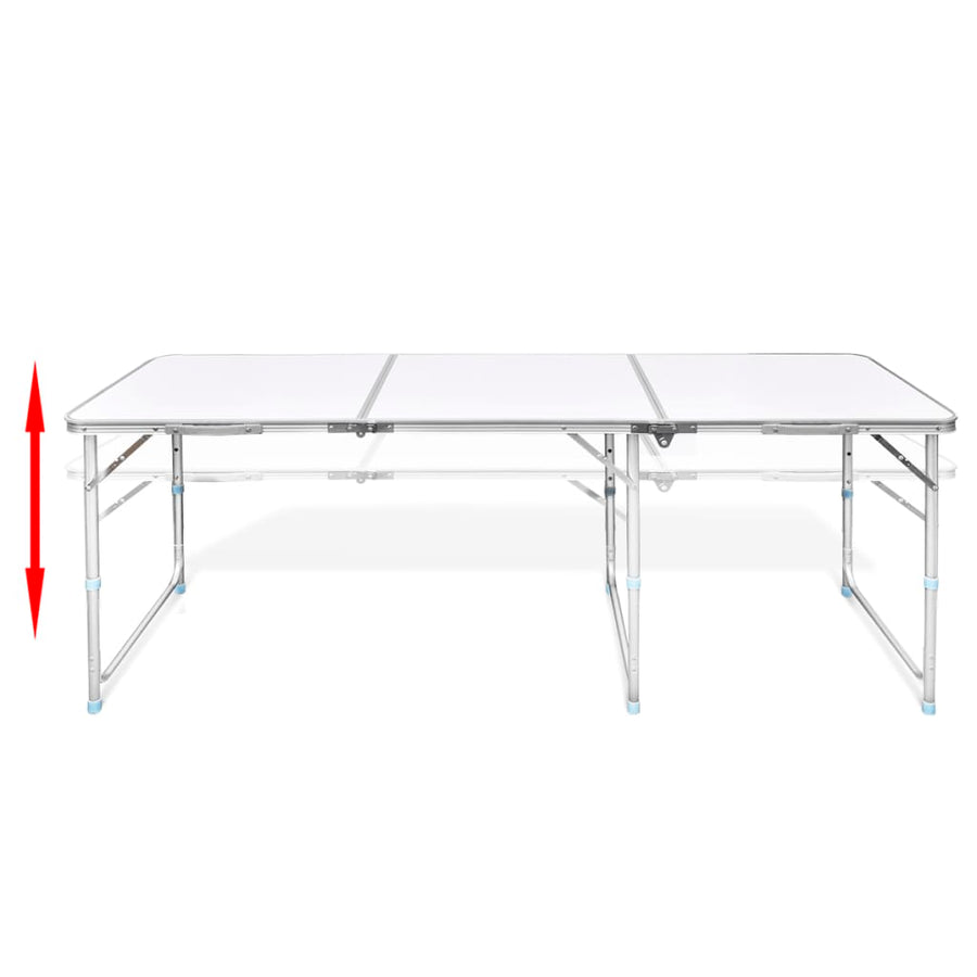 Camping Inklapbaar En Verstelbaar In Hoogte Aluminium 80 X 60 Cm Wit 180 x 60 cm Tafel