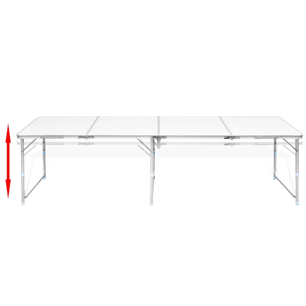 Camping Inklapbaar En Verstelbaar Aluminium Wit 240 x 60 cm Tafel