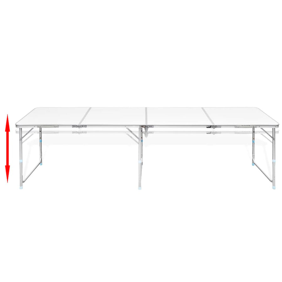 Camping Inklapbaar En Verstelbaar Aluminium Wit 240 x 60 cm Tafel
