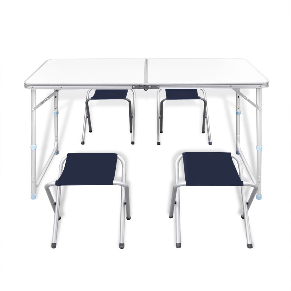 Campingtafel Inklapbaar En Verstelbaar Aluminium 20 X 60 Cm 4 Stoelen Wit 120 x 60 cm Tafelset