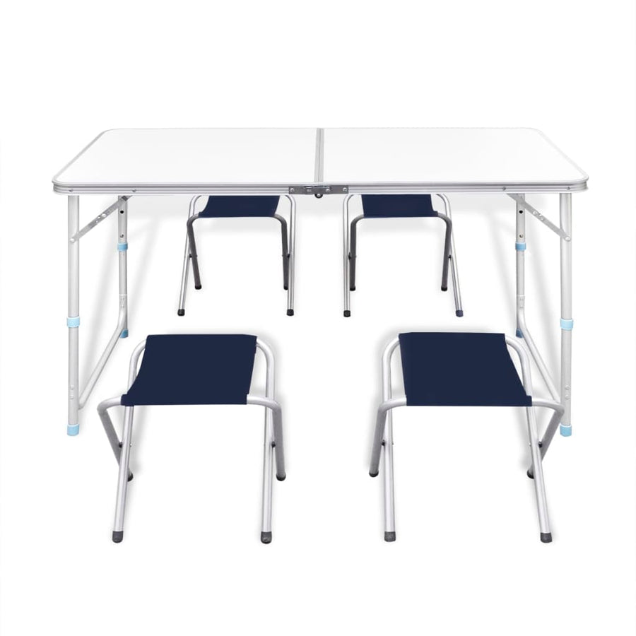 Campingtafel Inklapbaar En Verstelbaar Aluminium 20 X 60 Cm 4 Stoelen Wit 120 x 60 cm Tafelset
