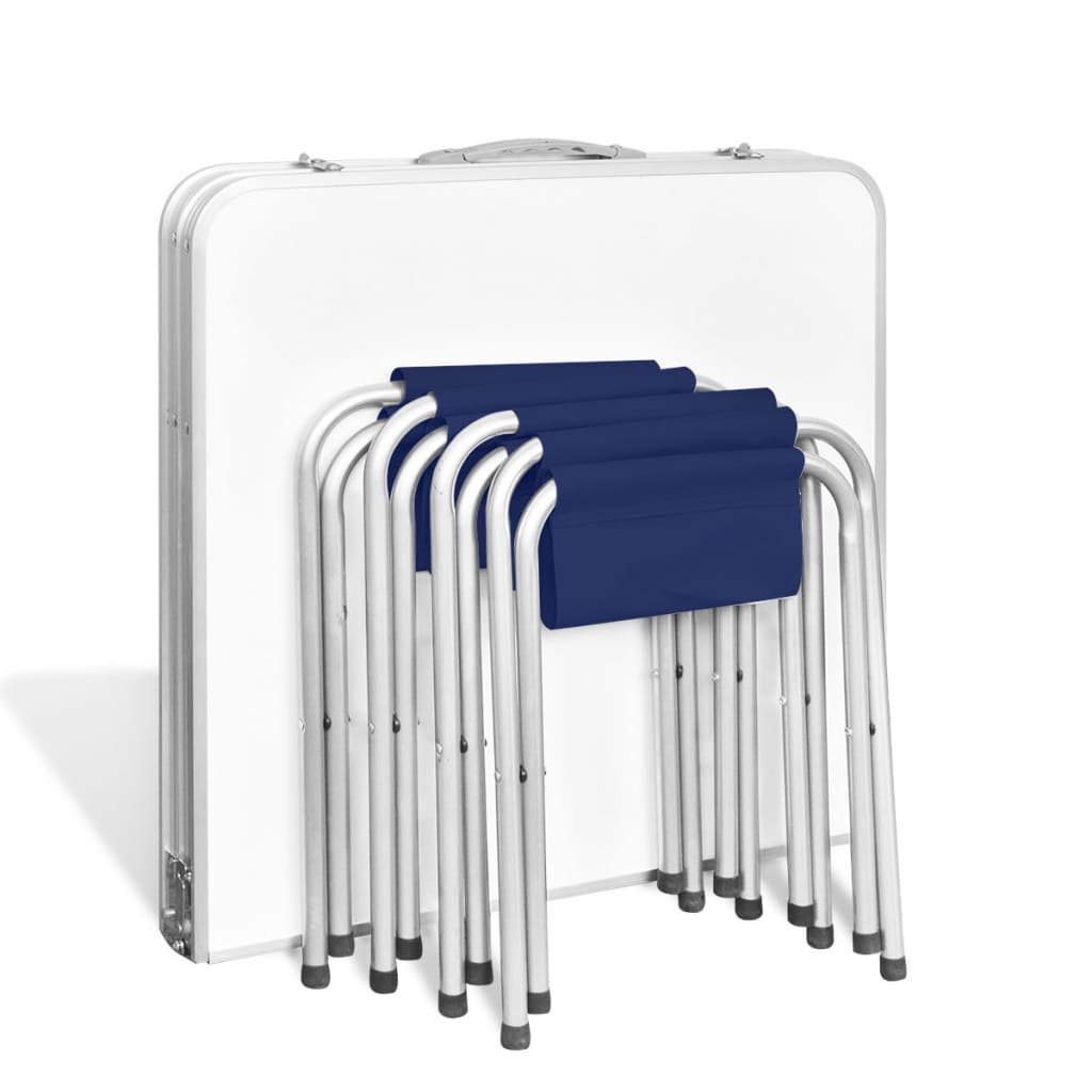 Campingtafel Inklapbaar En Verstelbaar Aluminium 20 X 60 Cm 4 Stoelen Wit 120 x 60 cm Tafelset