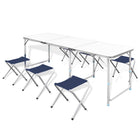 Campingtafel met 6 krukken 180x60 cm hoogte verstelbaar