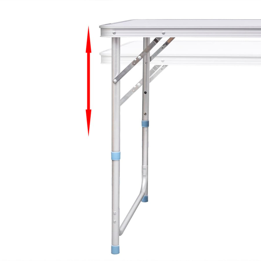 Campingtafel In Hoogte Verstelbaar Met 6 Krukken Wit 180 x 60 cm Tafelset