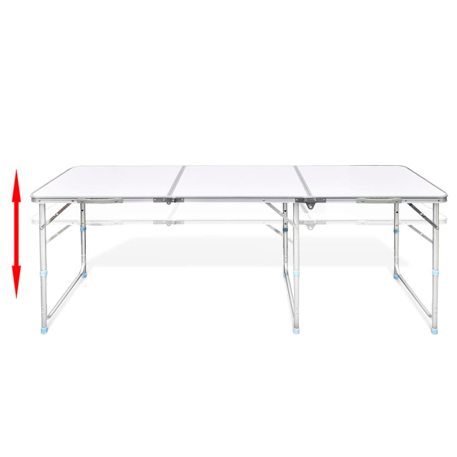 Campingtafel In Hoogte Verstelbaar Met 6 Krukken Wit 180 x 60 cm Tafelset