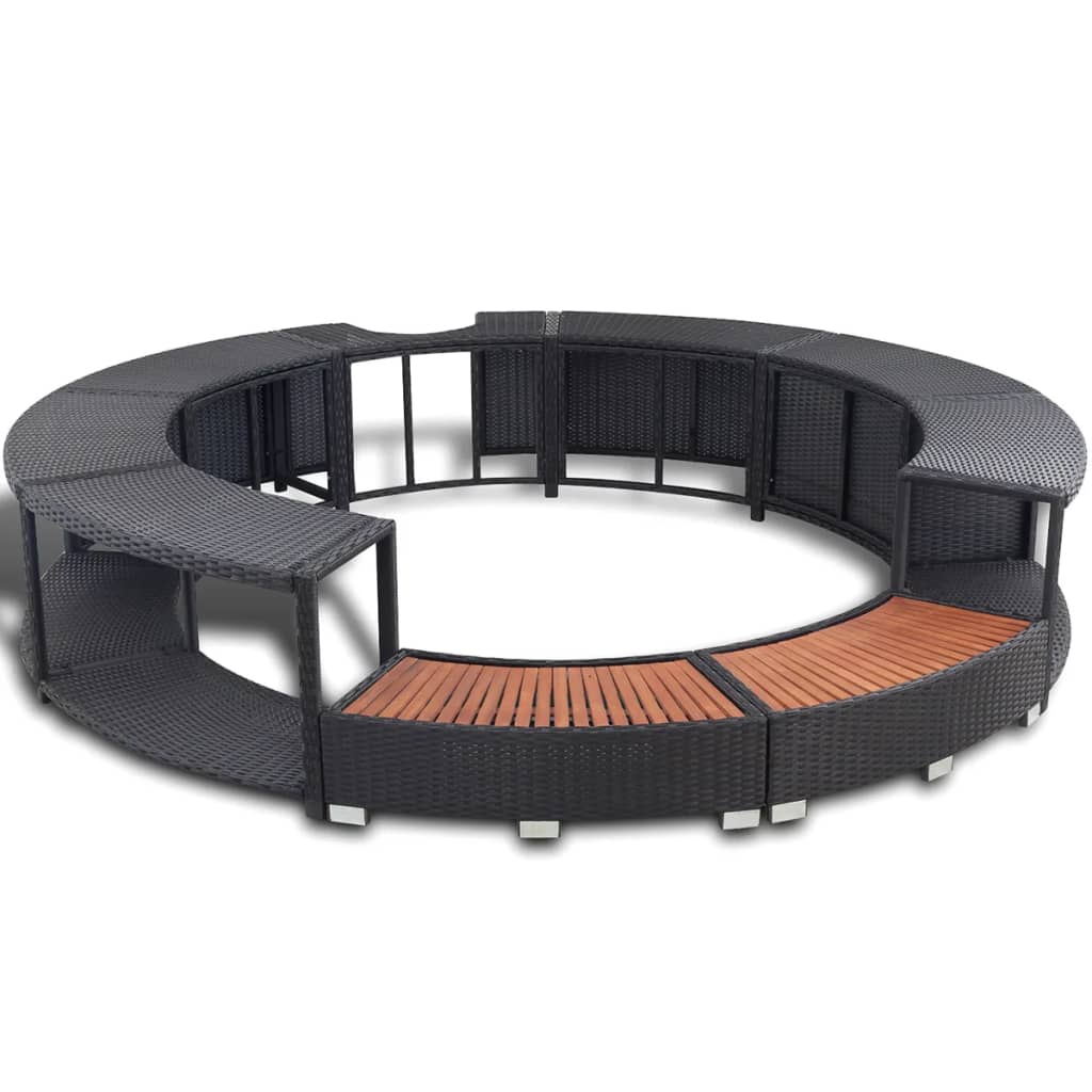 Hottub-Ombouw Poly Rattan Zwart
