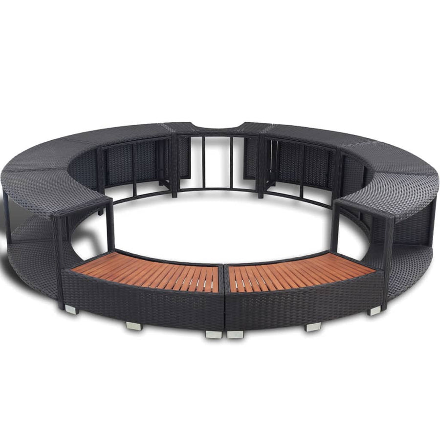 Hottub-Ombouw Poly Rattan Zwart