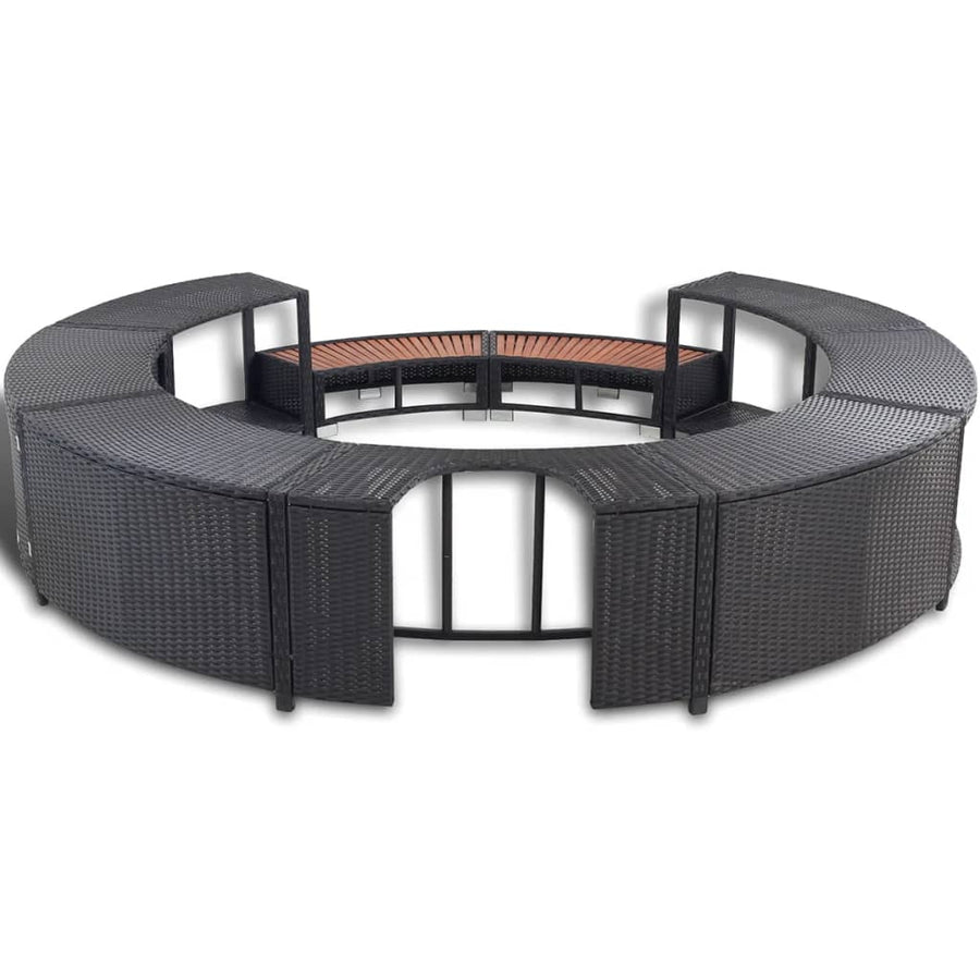 Hottub-Ombouw Poly Rattan Zwart