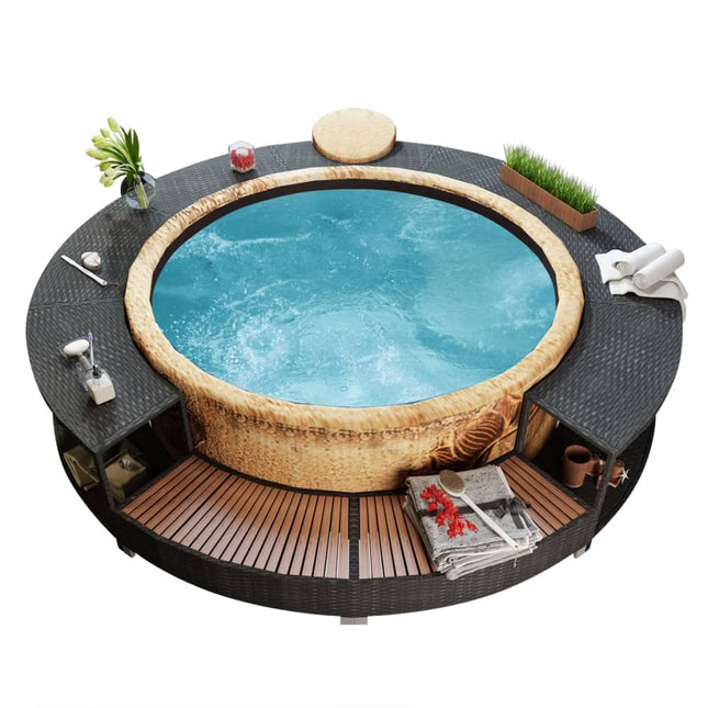 Hottub-Ombouw Poly Rattan Zwart