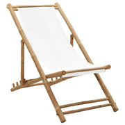 Terrasstoel bamboe canvas wit 112x60x75 cm