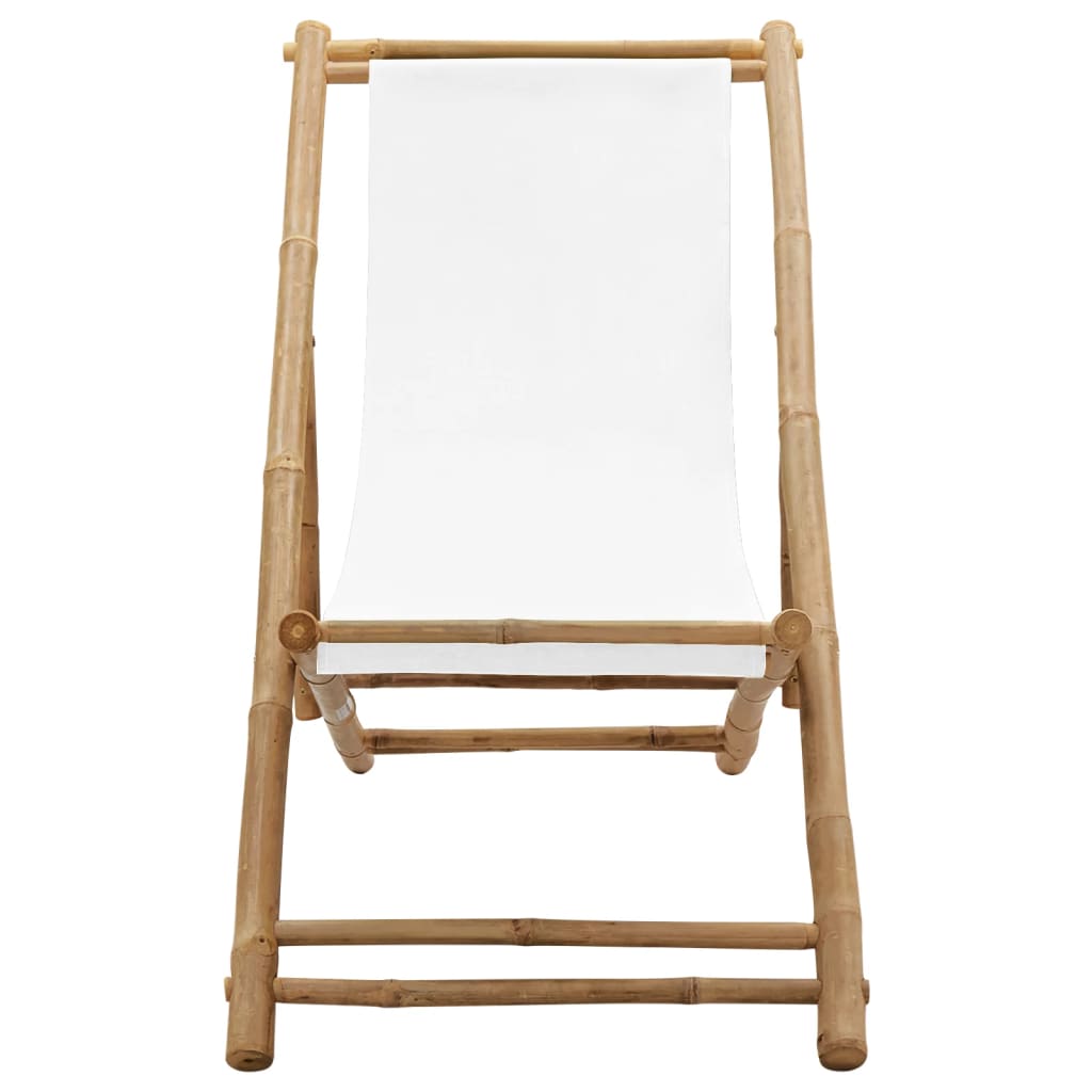 Terrasstoel Bamboe En Canvas Wit