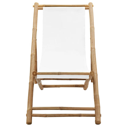 Terrasstoel Bamboe En Canvas Wit