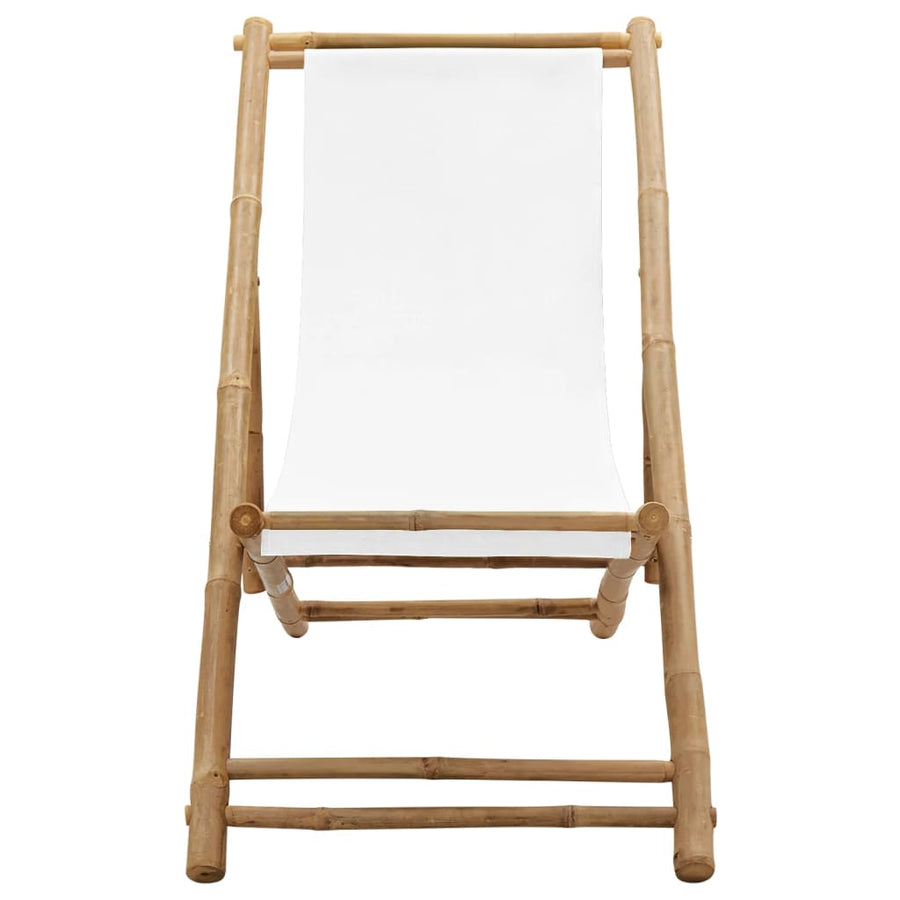 Terrasstoel Bamboe En Canvas Wit