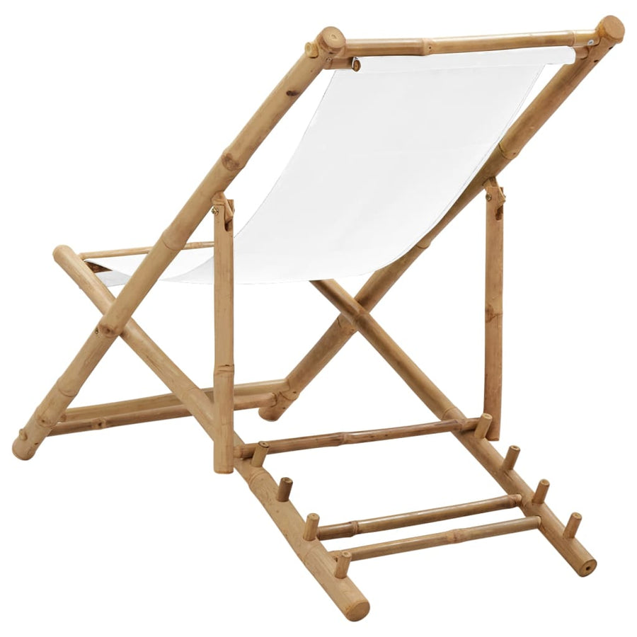 Terrasstoel Bamboe En Canvas Wit