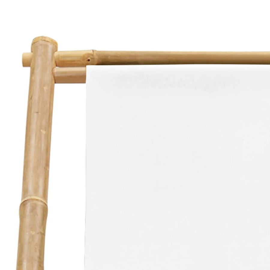Terrasstoel Bamboe En Canvas Wit