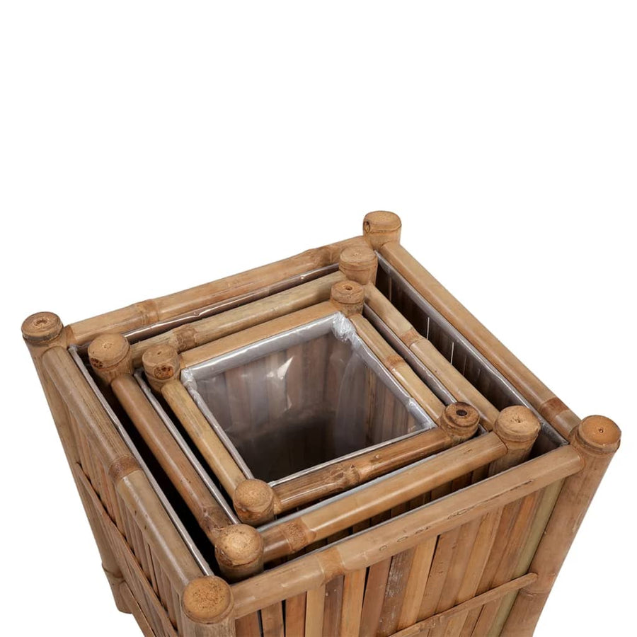 3 St Plantenbakken Verhoogd Bamboe Met Nylon Voering