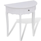 Half-round wall table with drawer, white