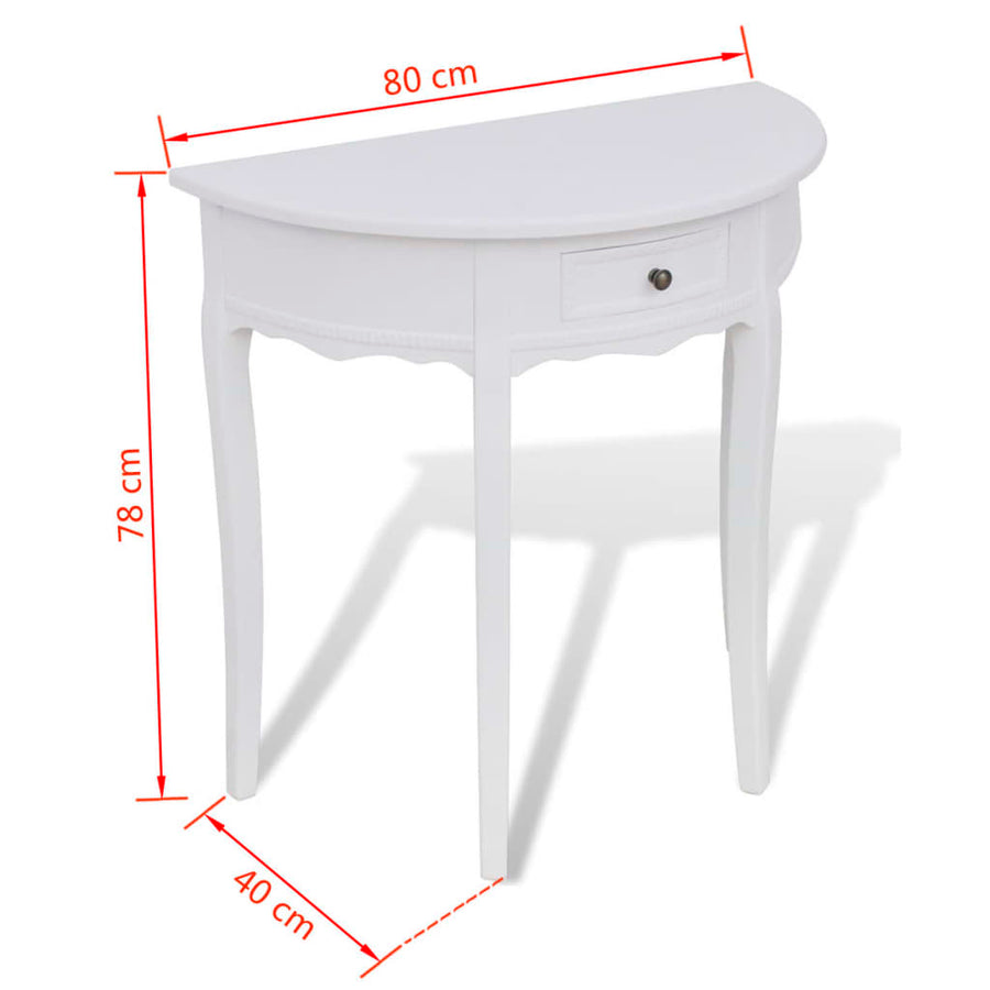 Wandtafel Met Lade Halfrond Wit