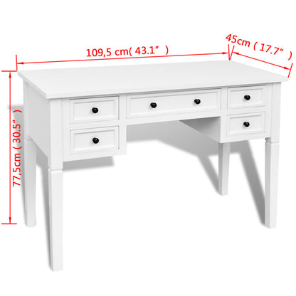 Schrijftafel Met 5 Lades Wit