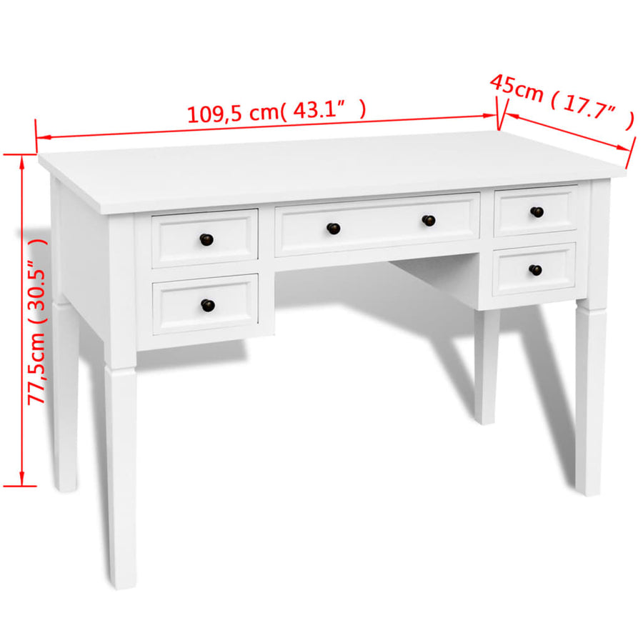 Schrijftafel Met 5 Lades Wit