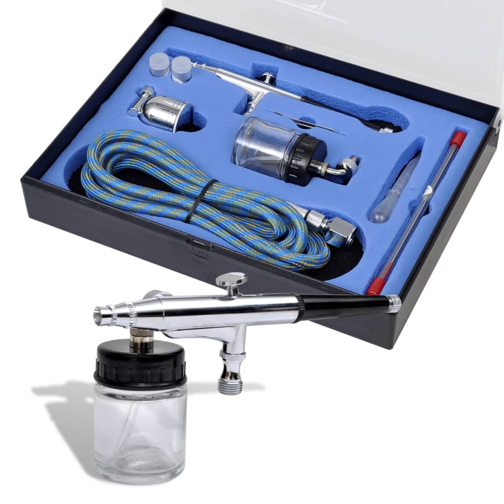 Airbrush Set Met Glazen Beker 0,2 / 0,3 / 0,5 Mm Mondstukken Taupe