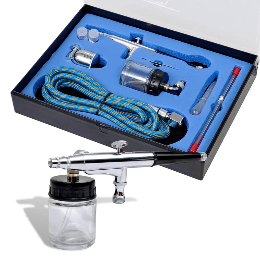 Airbrush Set Met Glazen Beker 0,2 / 0,3 / 0,5 Mm Mondstukken Taupe