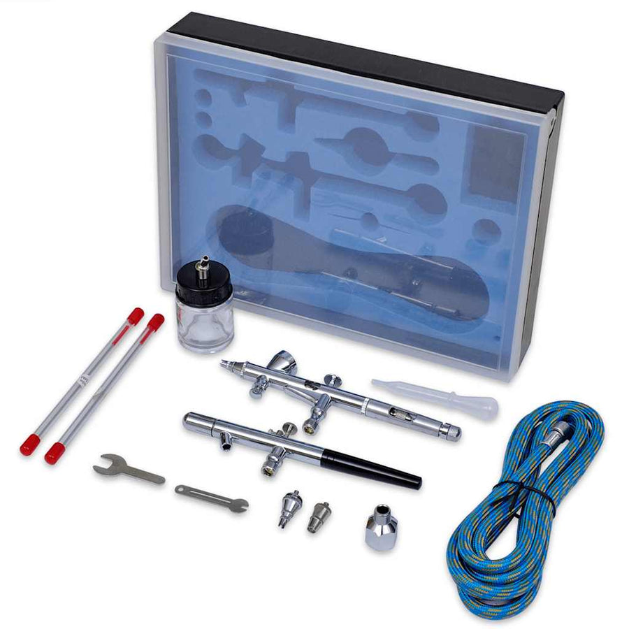 Airbrush Set Met 2 Pistolen Wit