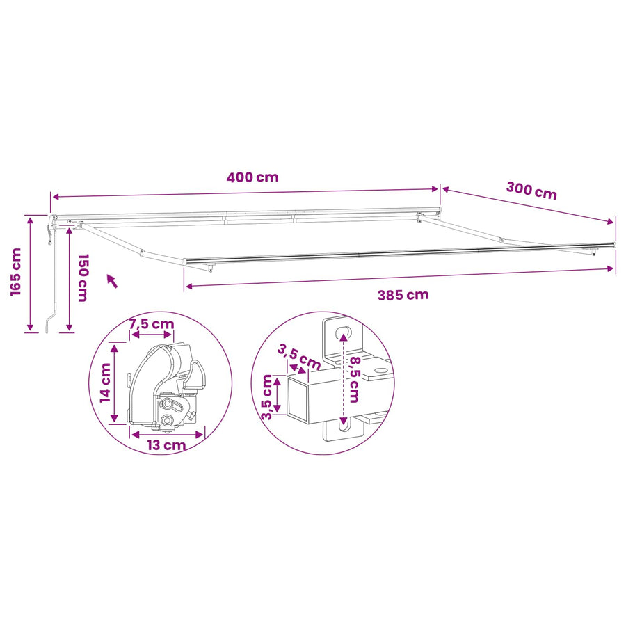 Luifel Frame 4x3 m Automatische Terugrol Aluminium