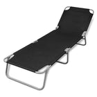 Foldable sun lounger powder-coated steel black