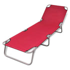 Folding sun lounger, powder-coated steel, red