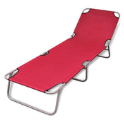 Ligbed inklapbaar staal rood 189x58x27 cm