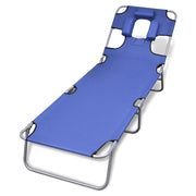 Ligbed inklapbaar staal blauw met hoofdkussen