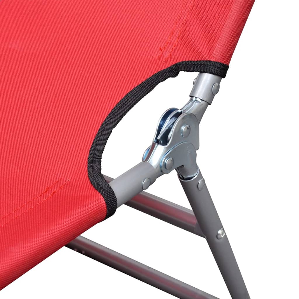 Ligbed Inklapbaar Met Hoofdkussen Gepoedercoat Staal Rood