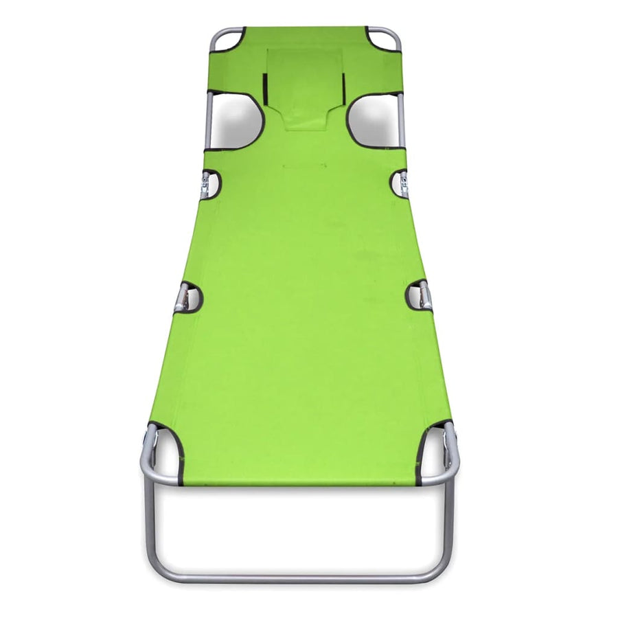 Ligbed Inklapbaar Met Hoofdkussen Gepoedercoat Staal Groen 1